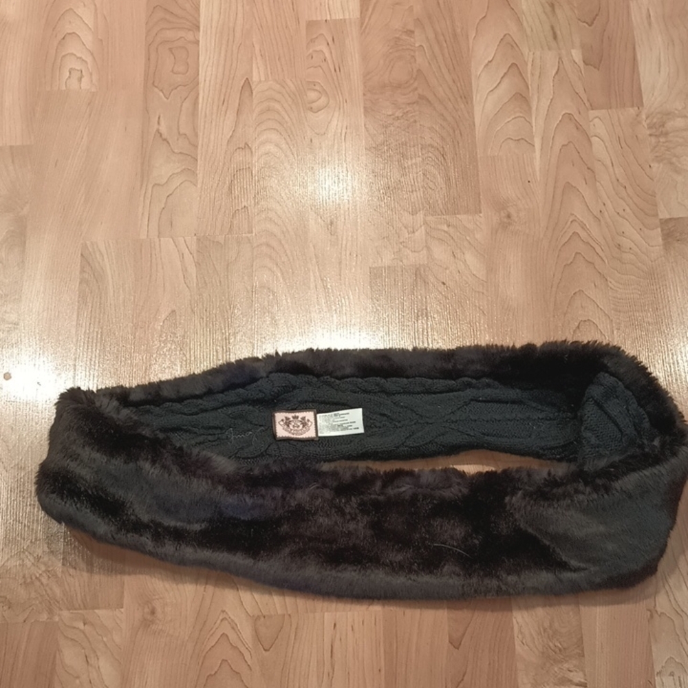 Juicy Couture Black Faux Fur Infinity Scarf